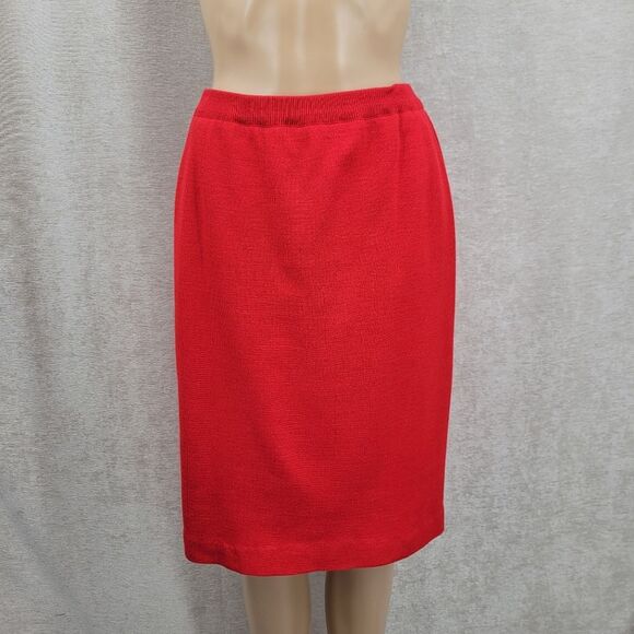 Kabri Vintage Red Knit Sweater and Skirt Matching Set Wool Blend 80s - Picture 5 of 15